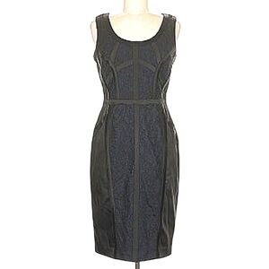 Cache Satin & Lace Hourglass Sheath Dress Blue Black Evening Formal Party Glam 8